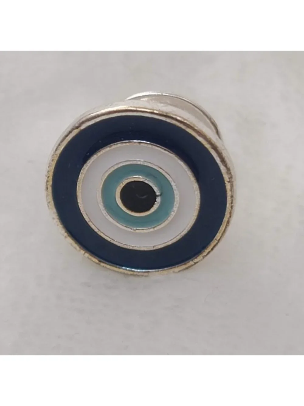 Evil Eye Nazar Enamel Tie Tack Lapel Pin Blue White Protection Amulet
